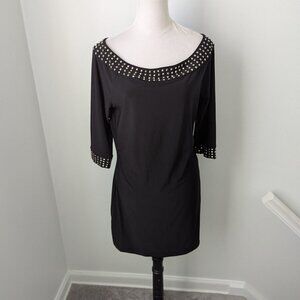 NWT White House Black Market Off The Shoulder Black Studded Dress, Large